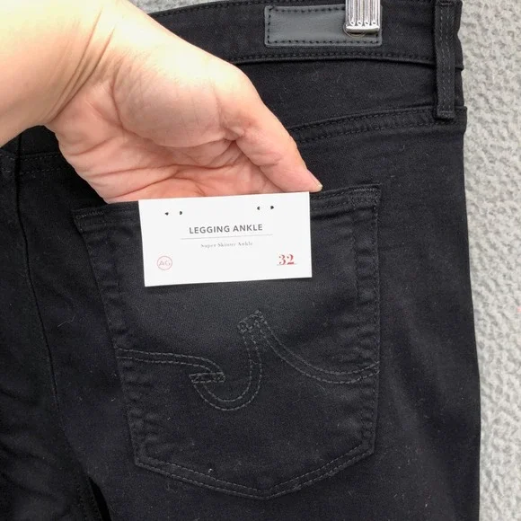 AG Adriano Goldschmied Legging Ankle Super Skinny Jeans Womens 32 14 Black New - Picture 11 of 16